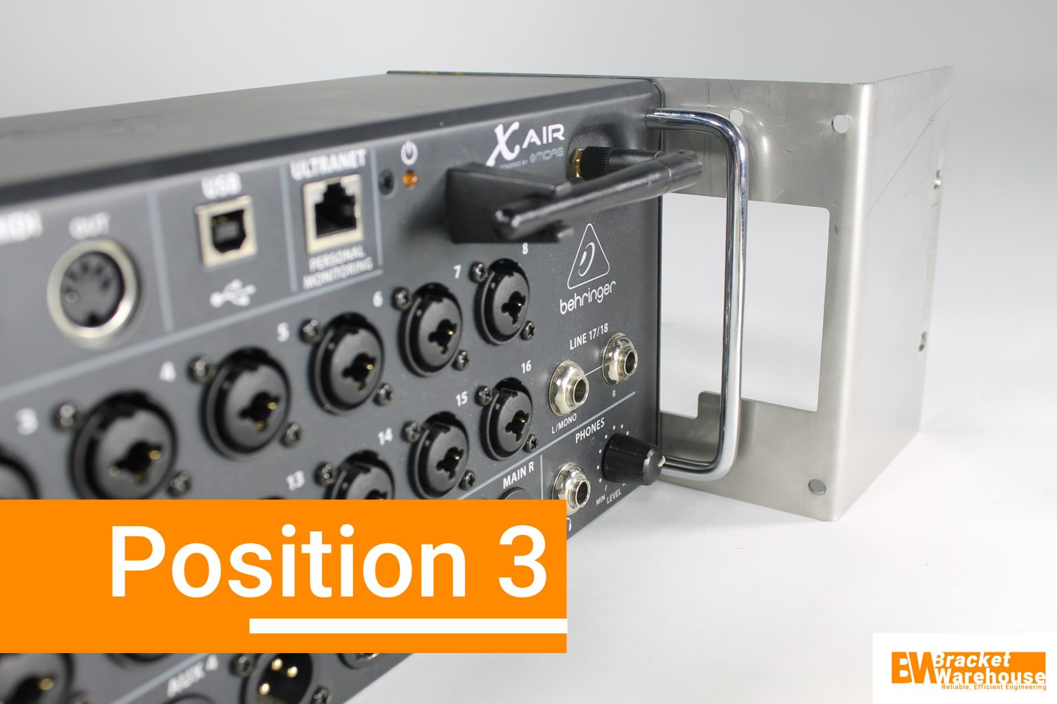 Behringer XR18 XR16, Midas MR16 MR18 XAir Recessed Rack Ears, Rack Mount RM B Bracket Warehouse